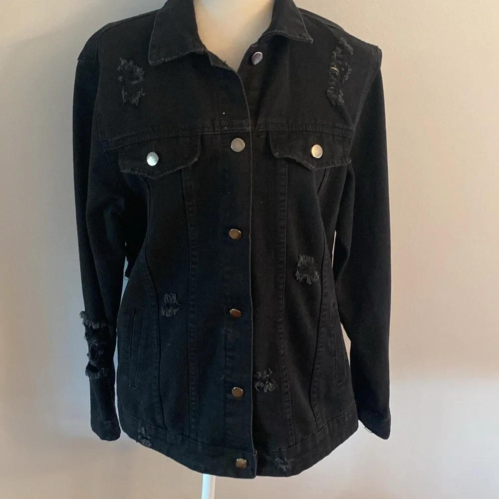 American BAZI distressed denim jacket NWT - Picture 9 of 14